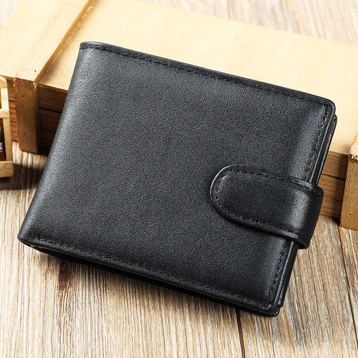 Black - Ekphero Men's Retro Genuine Leather Wallet, Compact Multi-Card Money Clip, Multi Slot Anti-t