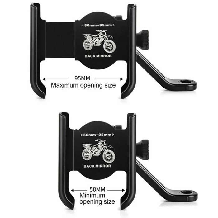 For Rearview Mirror - XANES 50-95mm Aluminum Alloy Bicycle Phone Holder 360 Rotatable Adjustable Ext