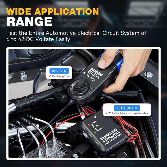 Black - VDIAGTOOL V210 Automotive Circuit Tester DC 6-42V Short Open Finder Wire Tracer Cable Tracke