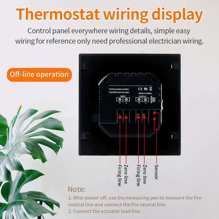 Black - MH1828A AC85-265V 16A Floor Heating Temperature Controller Wall-Mounted Smart Thermostat wit