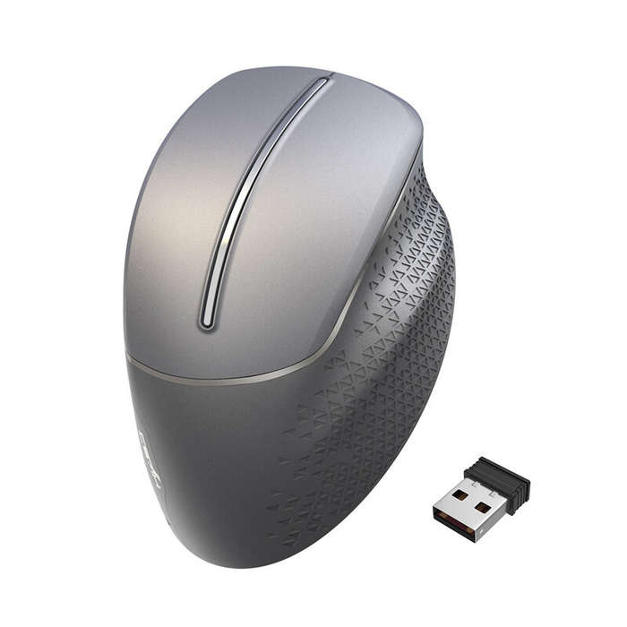 Black - HXSJ T32 2.4G Wireless Veritcal Gaming Mouse with Side Wheel 4800DPI Ergonomics 6-Button E-s
