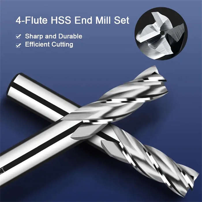 10PCS Set - 10PCS 4 Flutes End Mill Bits 2-12mm Straight Milling Cutter Straight Shank Drill Bits fo