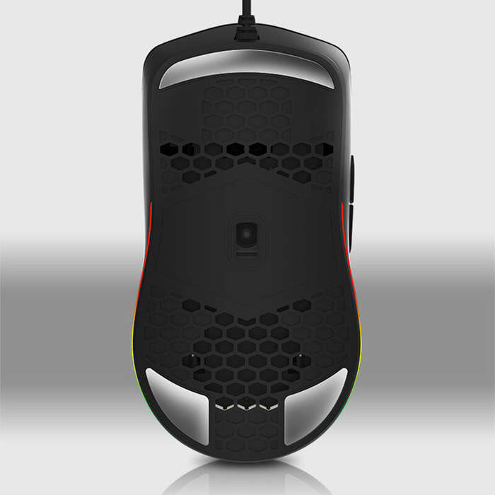 Black - Delux M700 PMW3389 Wired Gaming Mouse 16000DPI RGB Light Honeycomb Shell Ergonomics E-sports