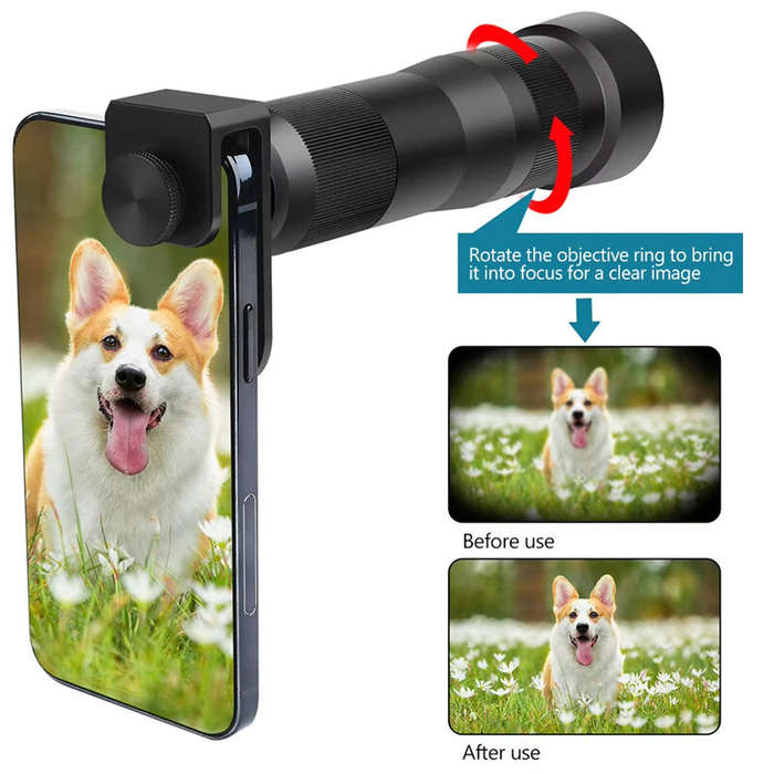 Telescope - IPRee 38X HD Zoom Lens Phone Monocular Telescope with Tripod Smartphone Adapter for iPho
