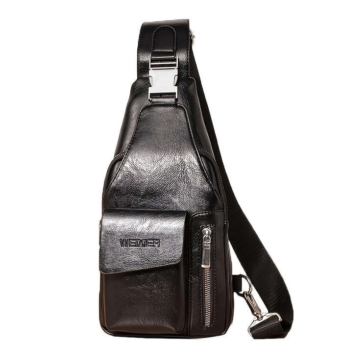 Brown - WEIXIER Men's Casual Chest Bag, Messenger Bag, Men's Bag, Leisure Backpack, Sports Diagonal