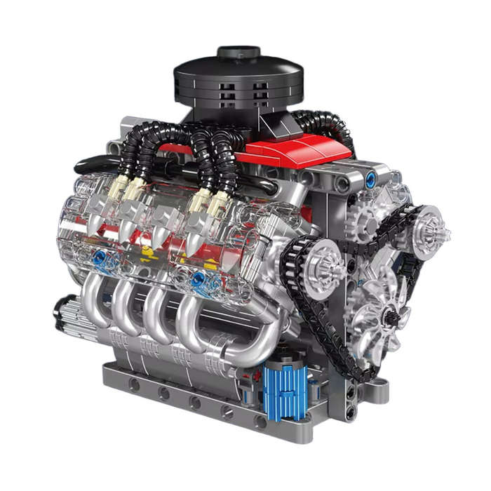 Silver - Mould King 10171 LSX454 Motorized V8 Engine Model DIY Assembly Kit Motorized Building Block