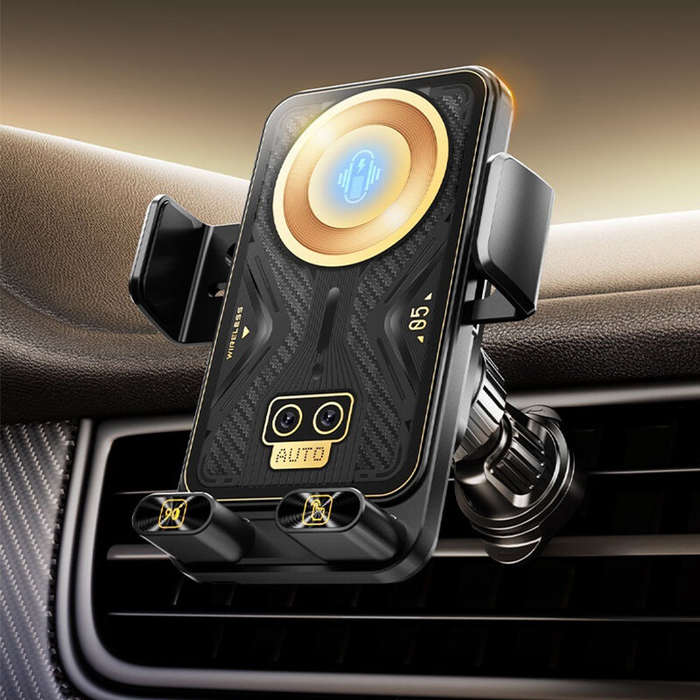 No Magnetic(Black) - X18 15W Wireless Charging Car Phone Holder Infrared Sensing Automatic Opening a