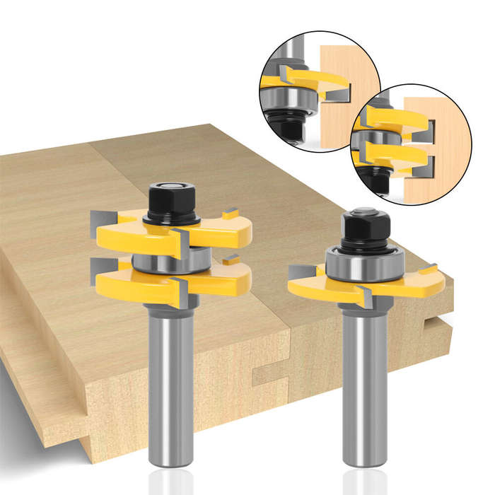 1/4 Inch 6.35mm Shank - 2pcs 1/2 Inch 1/4 Inch 8mm Shank Tongue and Groove Router Bit Set Tungsten C