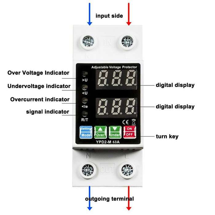 40A - 40A 63A Rated Current Automatic Reclosing Protector with Overvoltage Undervoltage Overcurrent