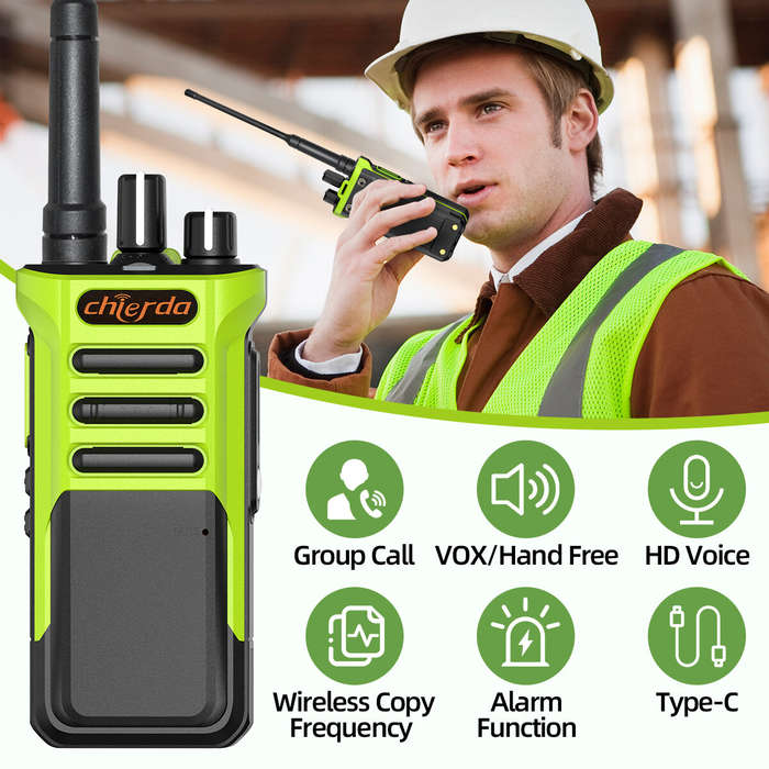 Green - CHIERDA TC-318 Walkie Talkie 10W UHF 400-480MHz Long Range Two Way Radio Hands Free Group Ca