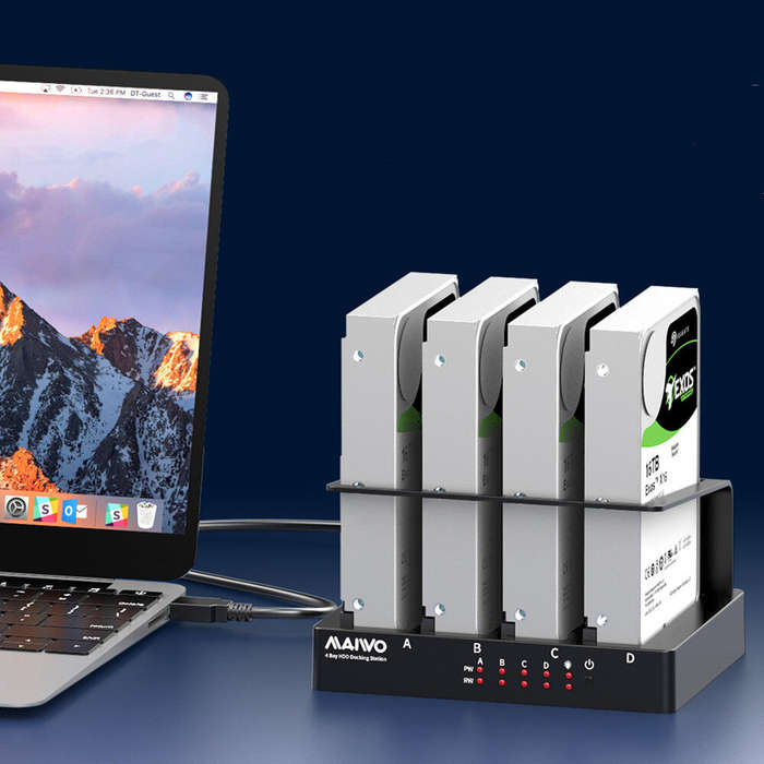 MAIWO USB 3.0 External Hard Drive for PC 4 Bay 2.5 inch 3.5 inch Enclosure Multi-Bay HDD SDD Docking