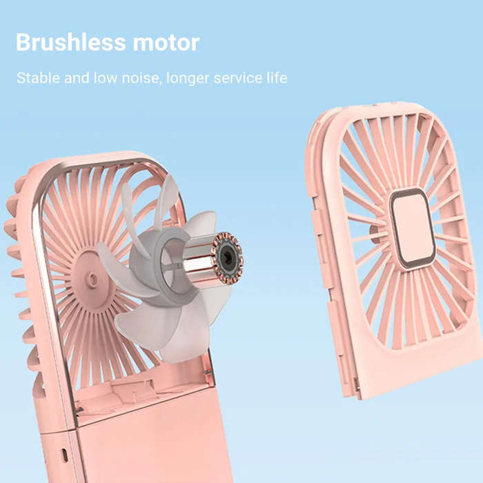 White - Mini Portable Outdoor Hand Fan Hanging Neck Fan USB Charging 3000mAh Battery Powered 180 Fol