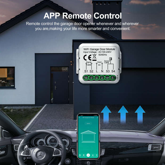 Tuya Smart WiFi Garage Door Sensors Opener Controller 100V-240V Voice Remote Control Switch support