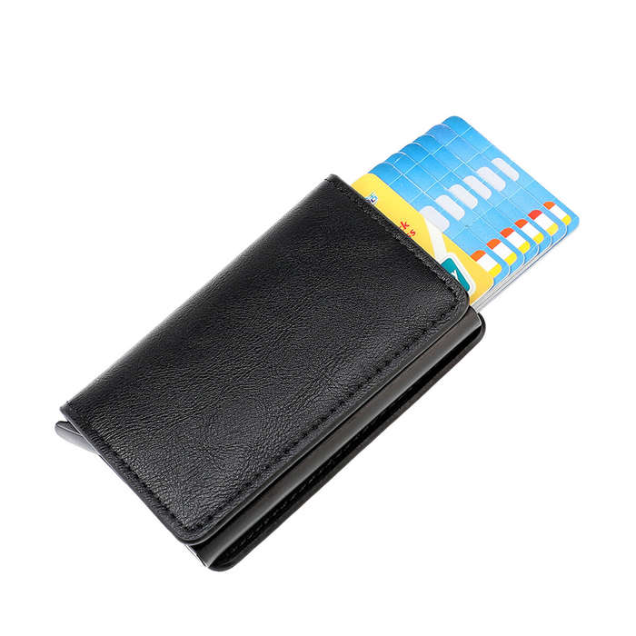 Brown - ID Credit Card Holder Wallet Mens RFID Blocking Protected Card Holder Case Slim PU Leather W