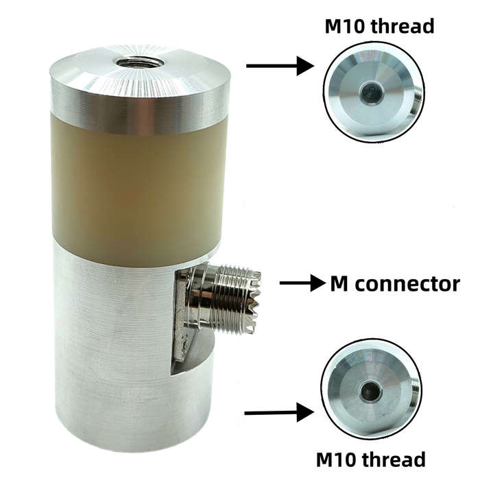 Silver - MSK-12 M10 Thread Antenna Base Aluminum Alloy for JPC12 PAC12 Shortwave Antennas