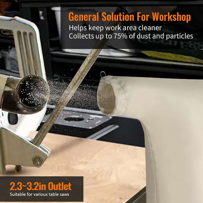 Beige - Extra Large Table Saw Dust Collection Bag Fits 10 Inch Table Saws with 2.5 Inch Dust Port