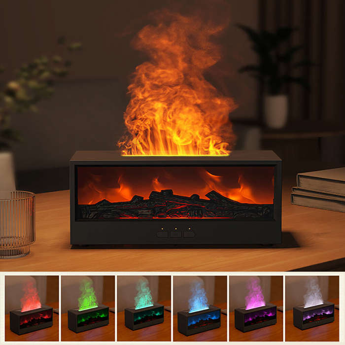 White - Kinscoter 3D Fireplace Aromatherapy Machine Simulation Flame Humidifier Automatic Aromathera