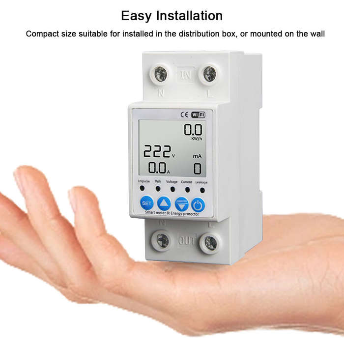Tuya WiFi 63A Intelligent Leakage Protecting Switch Current Voltage Monitoring Circuit Breaker Timer