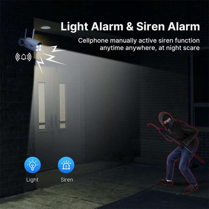 Hiseeu C40 4MP 2.5K Solar Powered Security Camera Rechargeable WiFi Outdoors Camera Color Night Visi