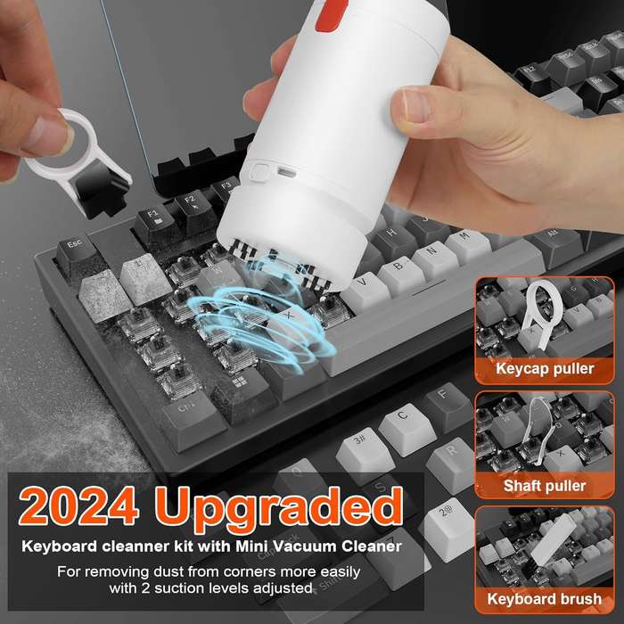White - 21-in-1 Upgraded Electronic Keyboard Cleaning Kit with Mini Vacuum for Laptop, iPad, Phone,