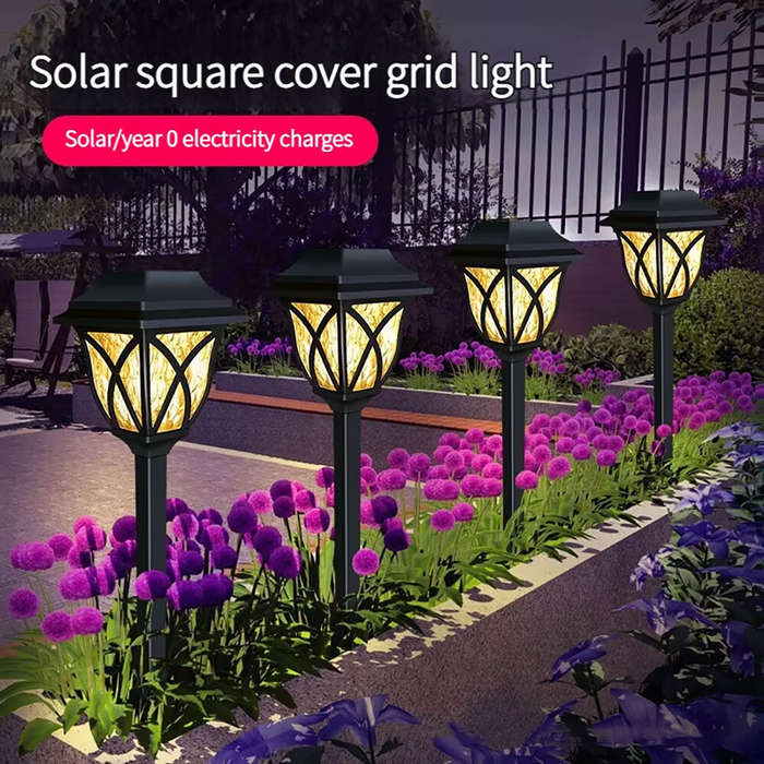 Warm Light - 2pcs LED Solar Lawn Lights Outdoor Waterproof Garden Decoration Lamp For Walkway Path V