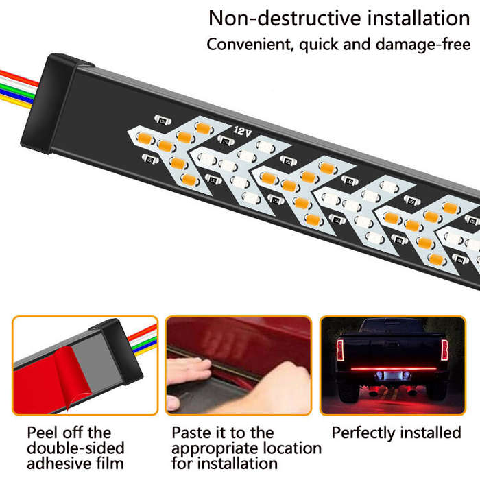 60 inch - 48inch/60inch 12V Universal Pickup Car LED Tail Lights with Fishbone Design Illuminated Wa