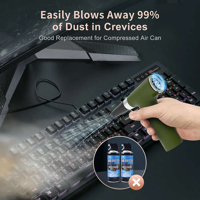 Green - Mini Turbo Fan Brushless Motor Handheld Duct Fan 45W 3 Gears 110,000 RPM Air Duster USB-C Re