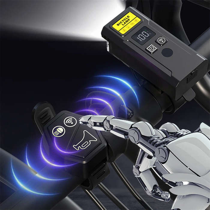 Black - BIKIGHT Q09L Wireless Remote Control Bicycle Headlight with Horn Smart Light Sensor Digital