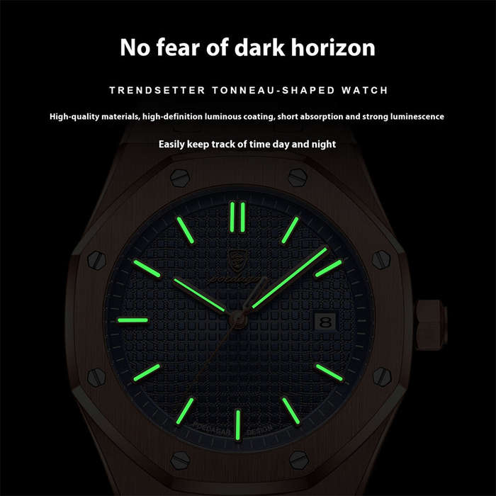 Black - PENGAGAR Men's Business Casual Watch Waterproof Luminous Date Stainless Steel Fashion Quartz