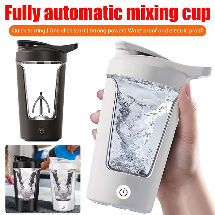 White - IPRee 450ml Automatic Stirring Coffee Cup Portable Electric Mixing Coffee Mug Rechargeable C