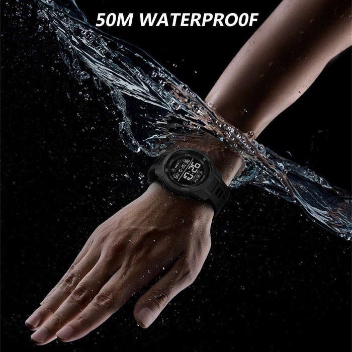 Black - SMAEL Men's Sports LED Luminous Digital Watch Multifunctional Waterproof Comfortable TPU Str
