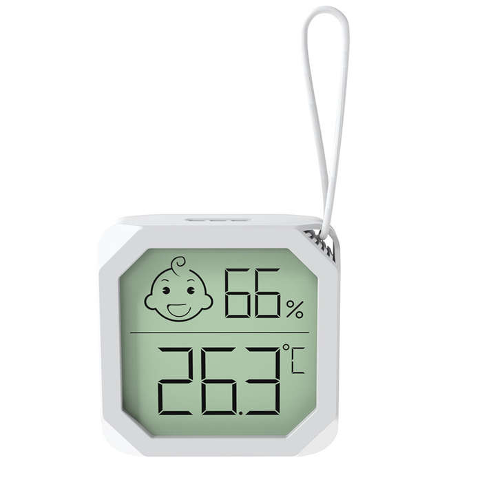 White - Mini Temperature and Humidity Meter Accurate Readings Comfort Indicators Versatile Placement