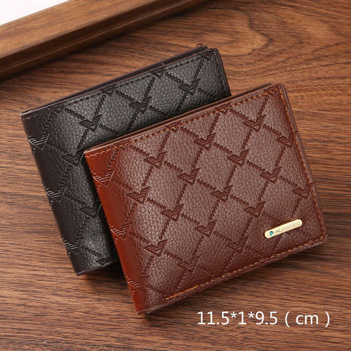 Black - Retro Men's PU Leather Short Wallet Slim Bifold Purse Credit Card Holder Card Case Wallet Gi