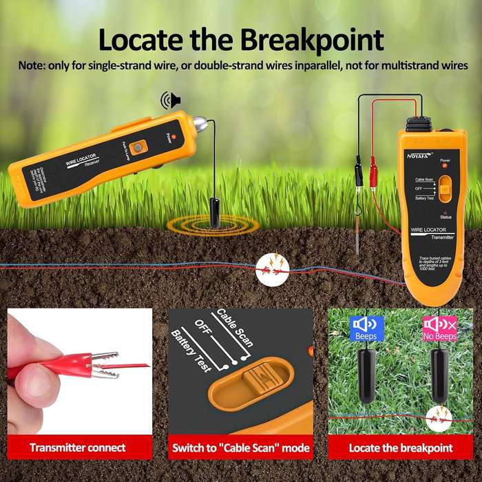 Yellow - NOYAFA Cable Tester Circuit Breaker Finder Electric Fence Wire Tracer Underground Wire Loca