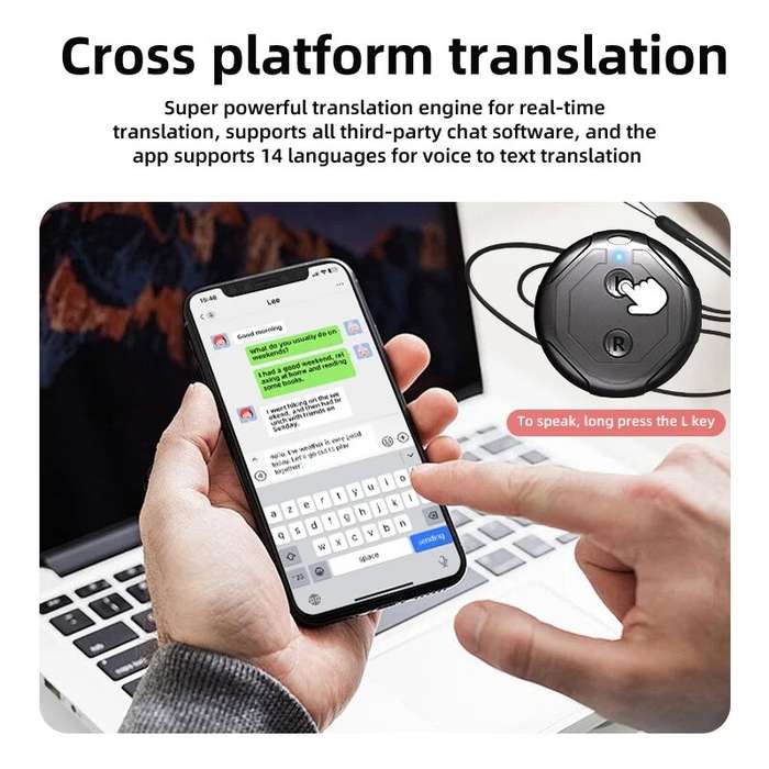 Black - K18 AI Intelligent Translator Multi-language Translation Simultaneous Interpretation Cross P