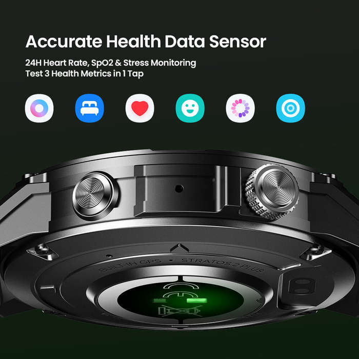 Black - [World Premiere]Zeblaze Stratos 2 Plus 1.43 inch AMOLED GPS Health and Fitness Barometric Al