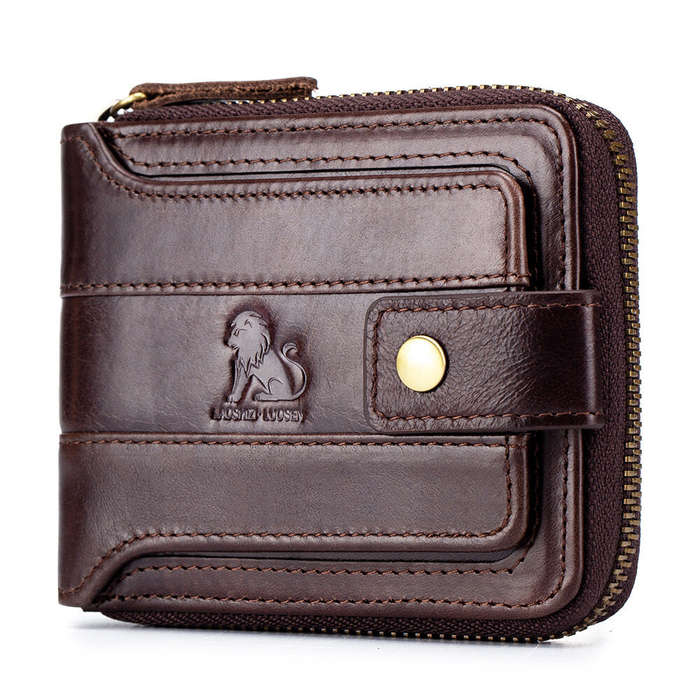 Coffee - Ekphero Men's RFID Genuine Leather Wallet Large Capacity Multi-card Anti-theft Retro Design