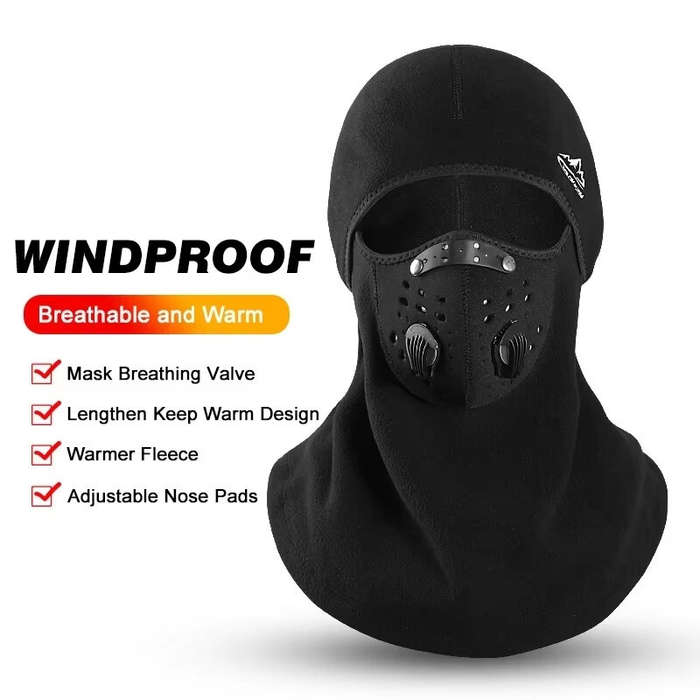 Black - Winter Ski Mask Cycling Cap Fleece Thermal Keep Warm Windproof Cycling Face Mask Balaclava S