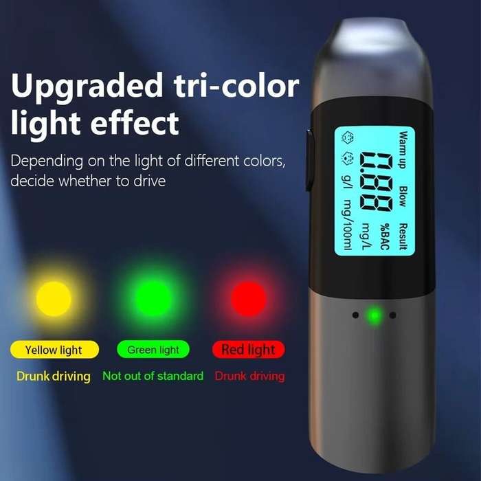 Black - Compact Car Breath Tester with High Precision Alcohol Meter and Digital Screen for Safe Driv