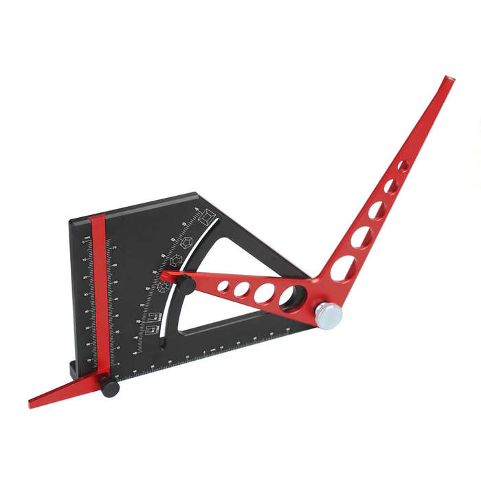 Black - Adjustable Set Square Scriber Aluminum Alloy Movable Angle Protractor Carpentry Measurement