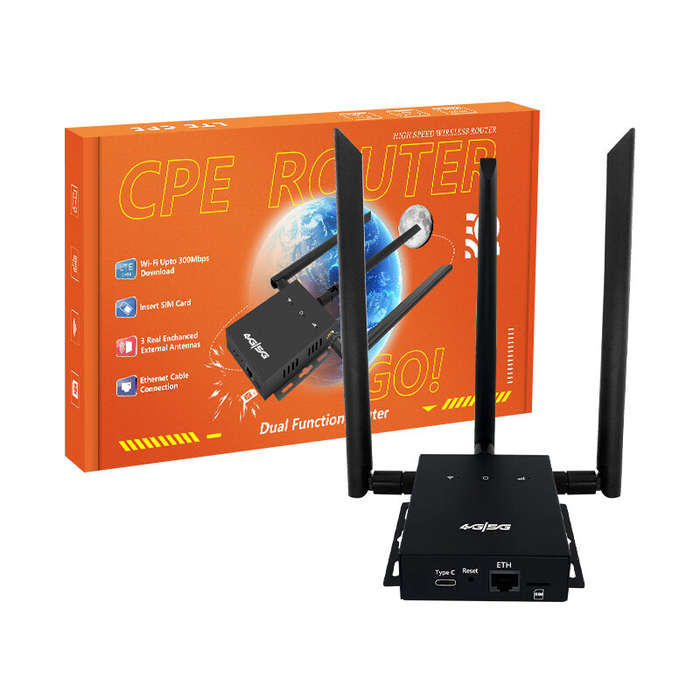 Black - ED121 4G LTE WiFi Router with 3 Antennas 300Mbps High Speed with SIM Card Slot Plug and Play