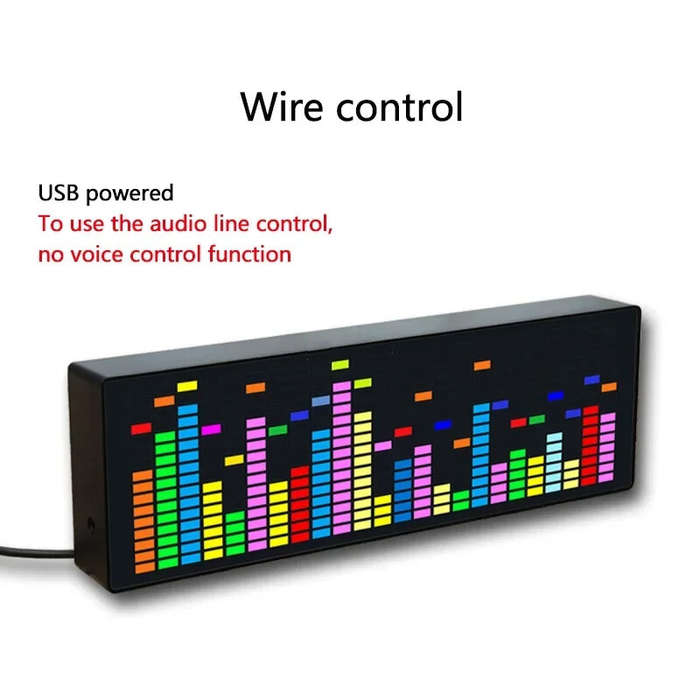 Black - Color LED Music Spectrum Electronic Clock RGB LEDs USB Voice Control Rhythm Light 1624RGB Pi