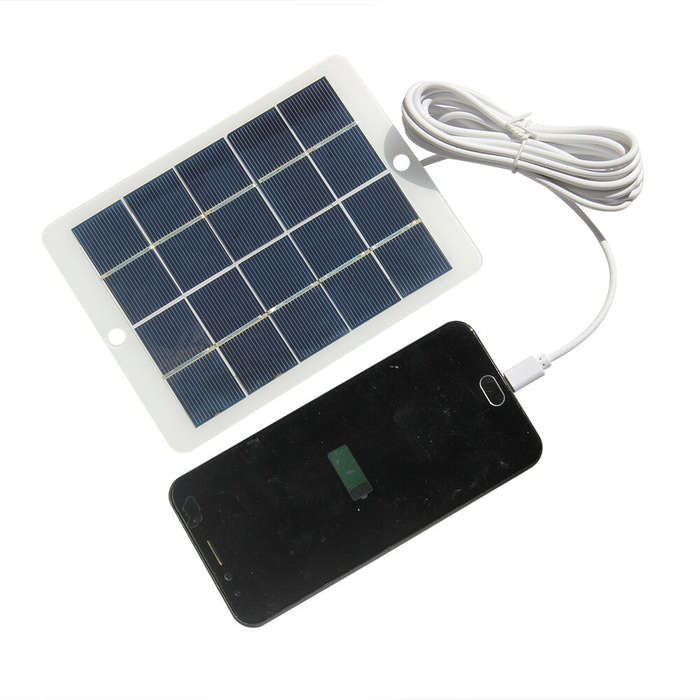 Type-C Output - 3W 5V Solar Panel Charger Multiple Outputs Micro USB/Type-C/DC5521 Portable Compact