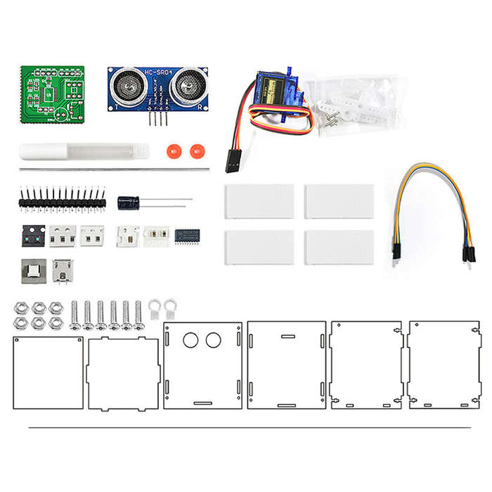 Unsoldered Version - Ultrasonic Motion Sensor Automatic Lid Smart Trash Can Kit STC8H1K08 Microcontr