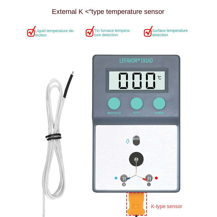 .A - LEFAVOR 191AD Soldering Iron Temperature Tester 0-800C 32-1500F High Accuracy LCD Display Auto
