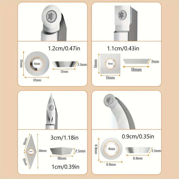 A - 8Pcs Tungsten Carbide Cutters Inserts Set for Wood Lathe Turning Tools WenCrew Universal Carbide