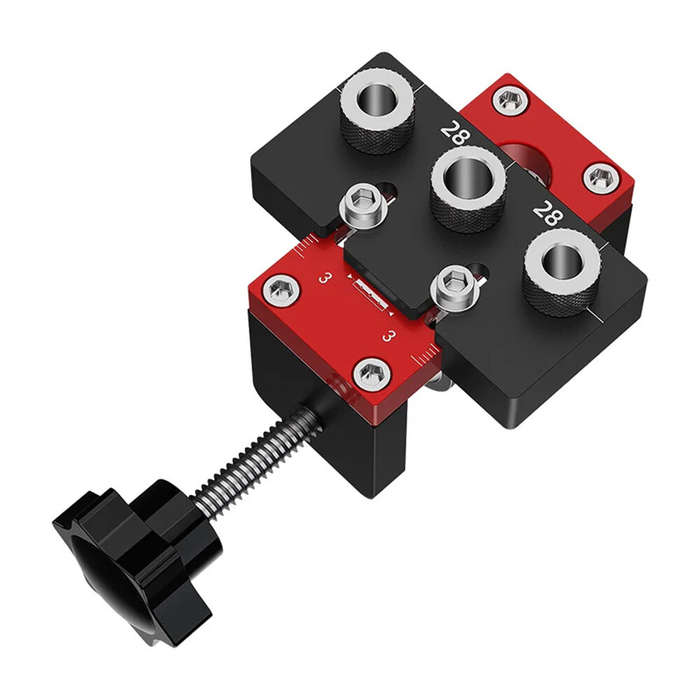 Red - Woodworking 3 in 1 Dowel Jig Drill Kit Self Centering Doweling Jig Kit Simple Installation Ver