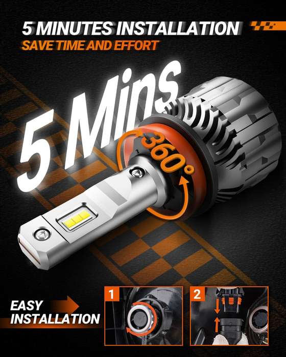 9006 - SEALIGHT S6 Pair 36000 Lumens LED Car Headlight Bulbs Front Fog Lamp 6500K Cool White Hi Low