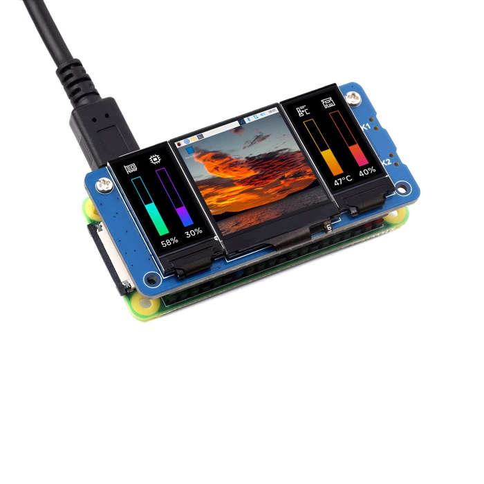 1pc - Triple LCD HAT for Raspberry Pi 1.3 inch IPS Main Screen Dual 0.96 inch Secondary Screens SPI