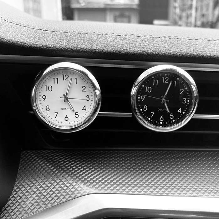 Red - Car Dashboard Decoration Clock High Precision Quartz Clock with Night Glow Alloy Car Clock Wat